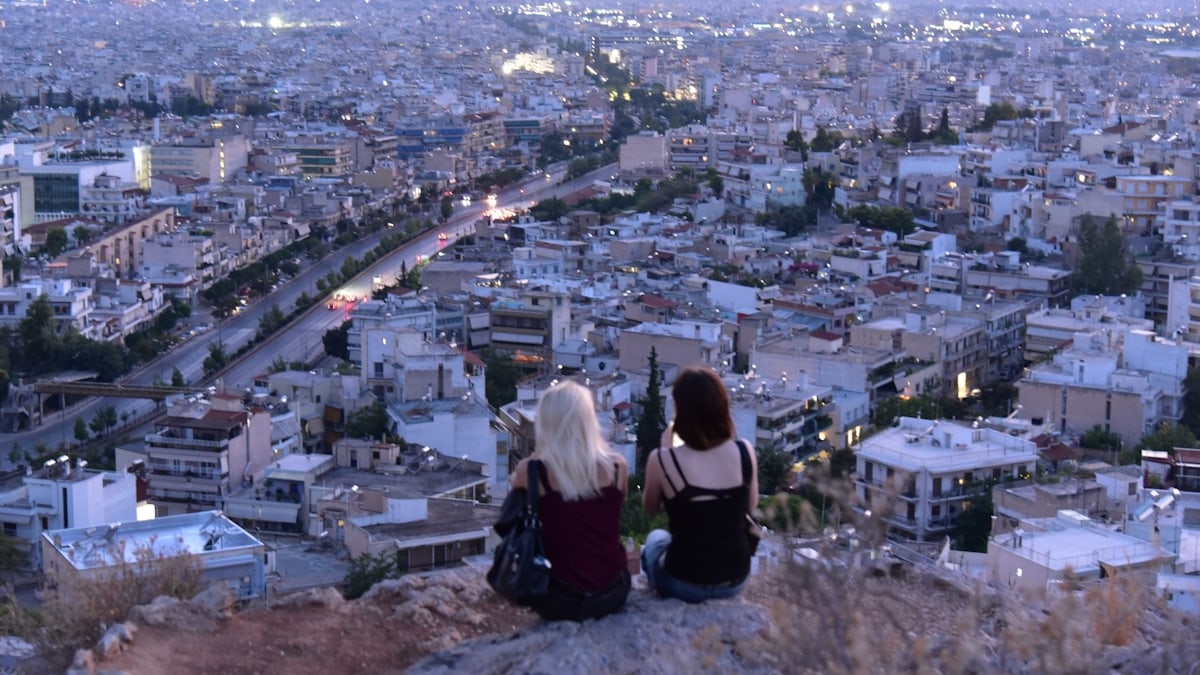 Girls on the top of mountain